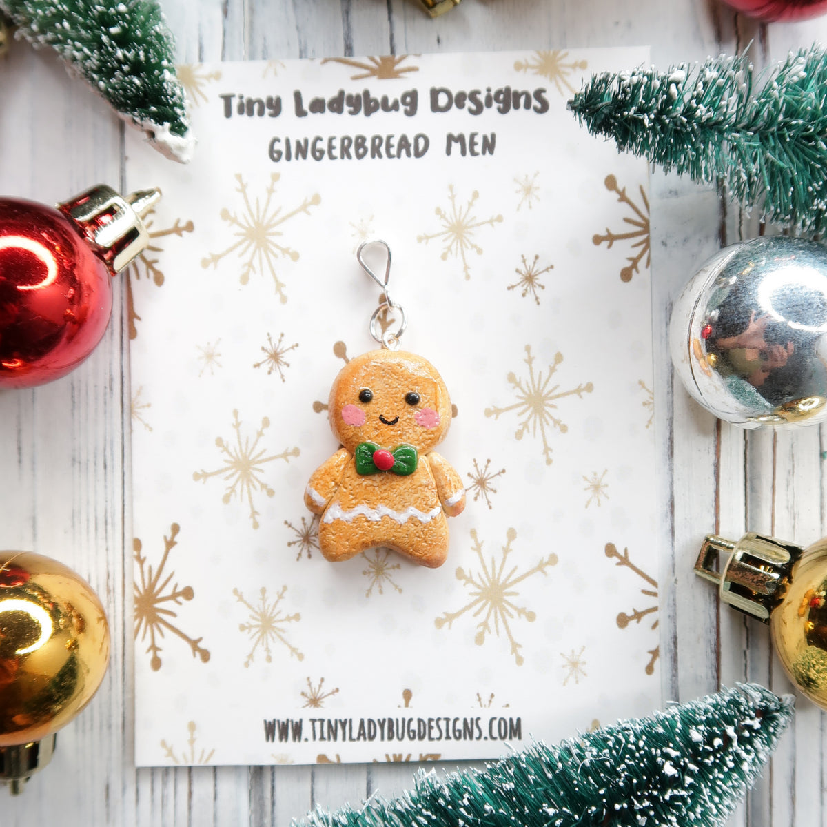 23x28MM Christmas Gingerbread Man Kawaii Lampwork Beads Pendant
