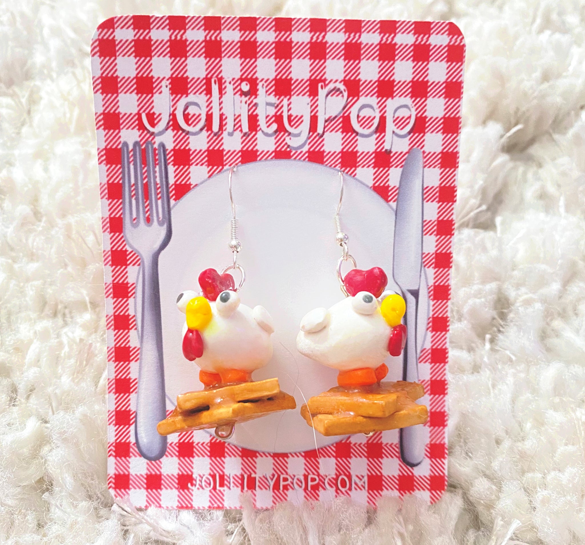 Chicken and Waffles Clay Earrings - JollityPop