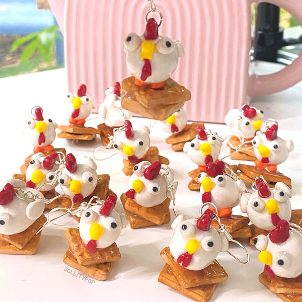 Chicken and Waffles Clay Earrings - JollityPop