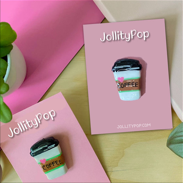 Handmade Coffee Cup Clay Pin - JollityPop