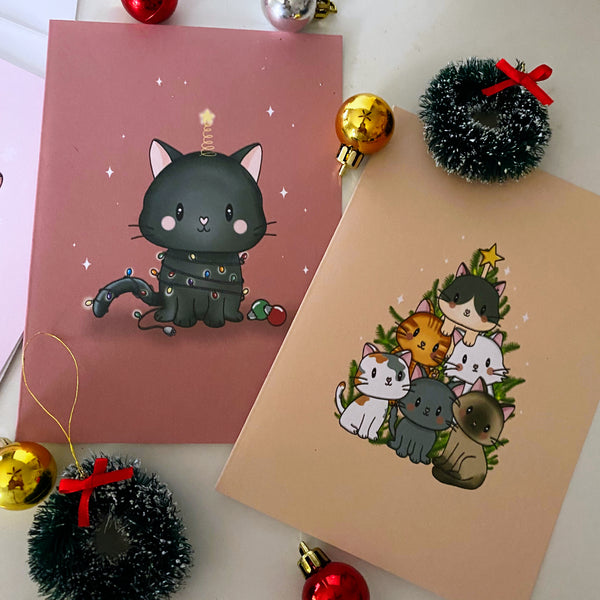 Cat Christmas Card Set