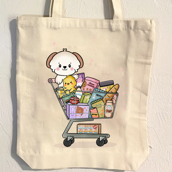 Dog and Shopping Cart Tote Bag
