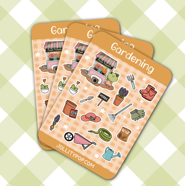 Gardening Froggy Sticker Sheet - JollityPop