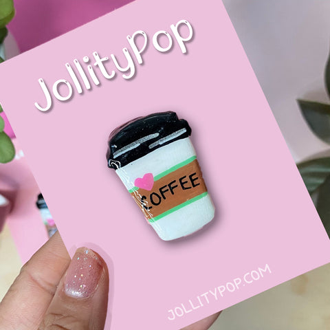 Handmade Coffee Cup Clay Pin - JollityPop