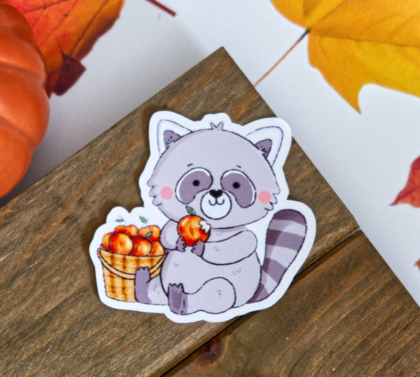 Raccoon and Apples Sticker - JollityPop