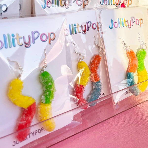 Sour Gummy Worm Earrings