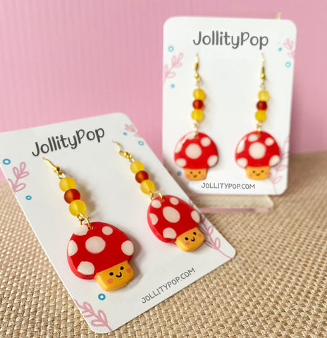 Mushroom Clay Earrings - JollityPop