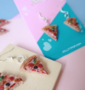 Polymer Clay Pepperoni Supreme Pizza Earrings - JollityPop