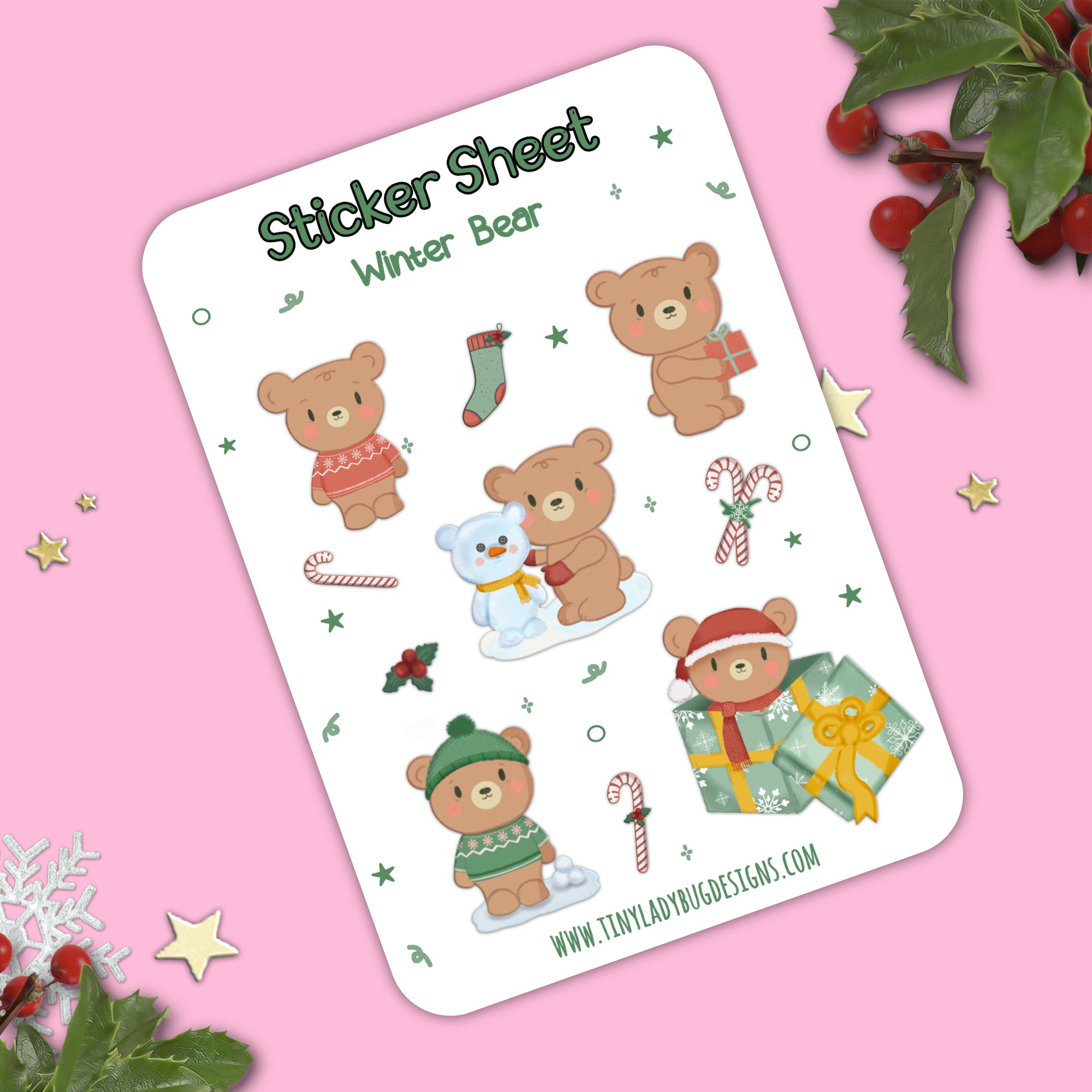 Winter Bear Sticker Sheet - JollityPop