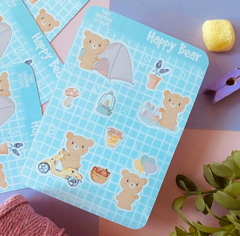 Happy Bear Sticker Sheet - JollityPop