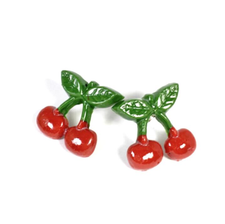 Little Polymer Clay Cherries Stud Earrings - JollityPop