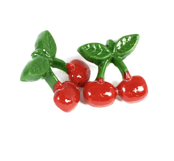 Little Polymer Clay Cherries Stud Earrings - JollityPop