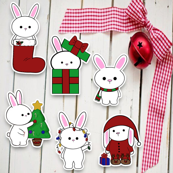 Cute Christmas Bunny Sticker Sheet - JollityPop