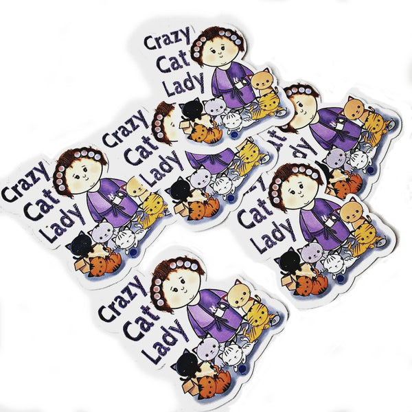 Crazy Cat Lady Vinyl Sticker - JollityPop