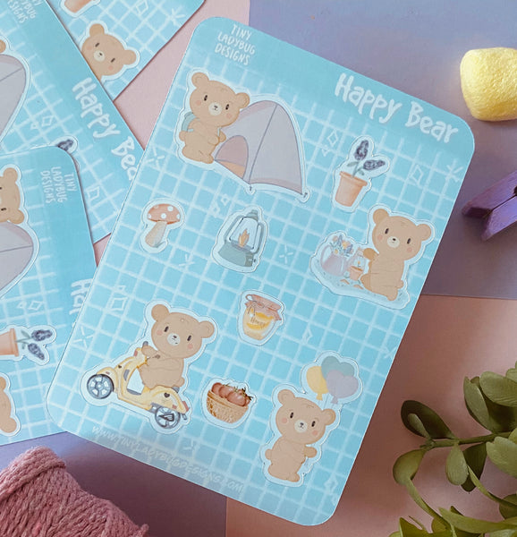 Happy Bear Sticker Sheet - JollityPop