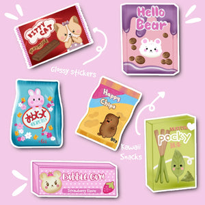 Kawaii Snacks Glossy Stickers - JollityPop