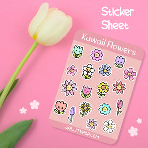 Kawaii Flowers Sticker Sheet - JollityPop