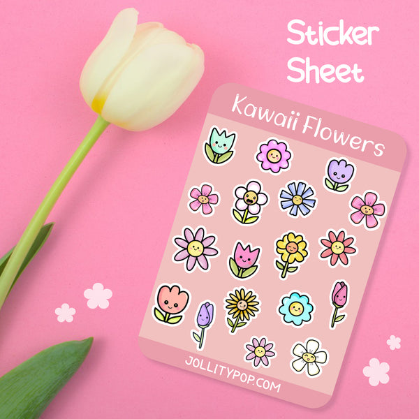 Kawaii Flowers Sticker Sheet - JollityPop