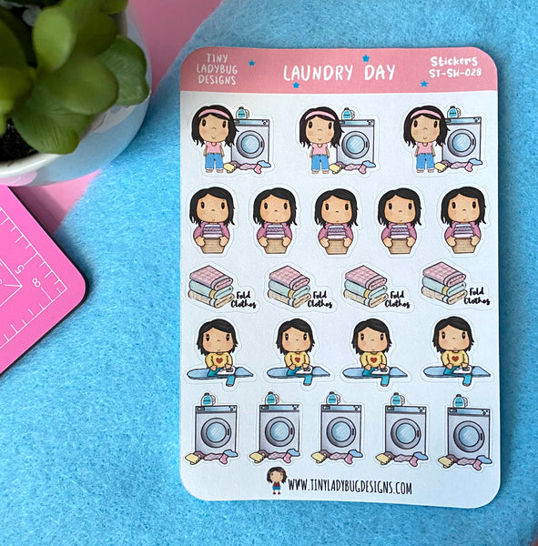 Laundry Day Characters Planner Sticker Sheet - JollityPop