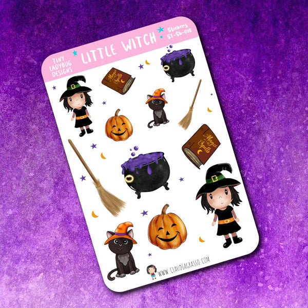 Little Witch  Halloween Sticker Sheet - JollityPop