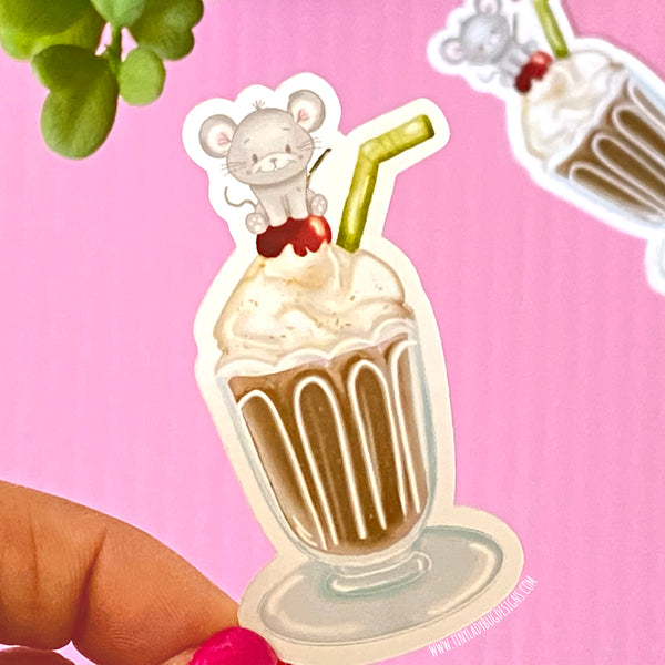 Mouse on a Milkshake Sticker - JollityPop