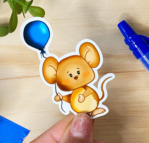 Mouse Holding a Ballon Sticker - JollityPop