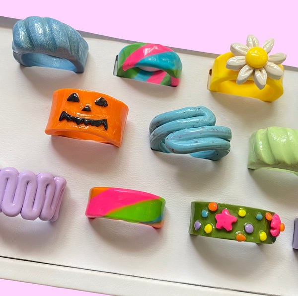 New Handmade Chunky Clay Rings - JollityPop