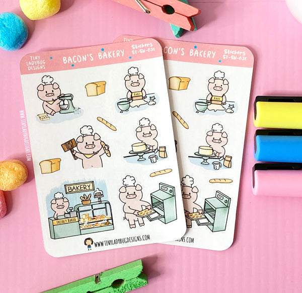 Bacon's Bakery Sticker Sheet - JollityPop