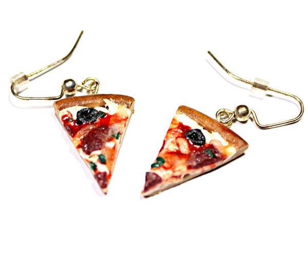 Polymer Clay Pepperoni Supreme Pizza Earrings - JollityPop