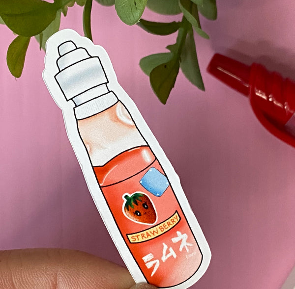 Strawberry Ramune Drink Sticker - JollityPop