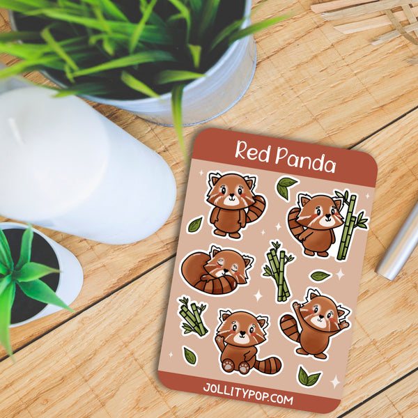 Red Panda Sticker Sheet - JollityPop