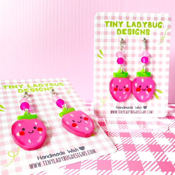 Kawaii Strawberry Earrings - JollityPop