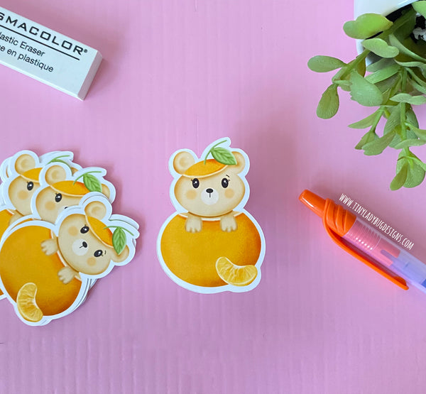 Tangerine Bear Die Cut Sticker - JollityPop