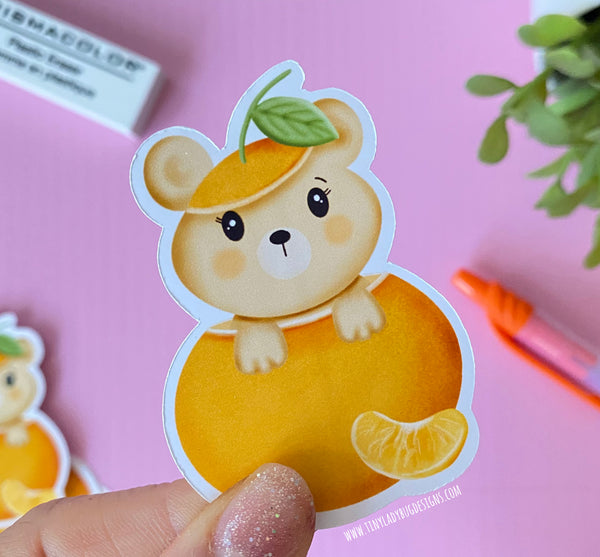 Tangerine Bear Die Cut Sticker - JollityPop