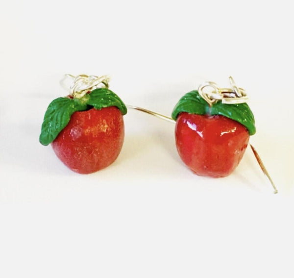 Little Polymer Clay Apple Earrings - JollityPop