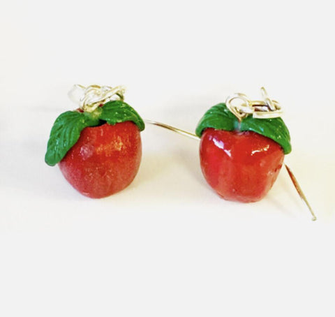 Little Polymer Clay Apple Earrings - JollityPop