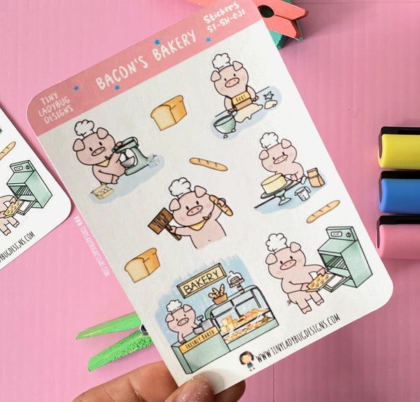 Bacon's Bakery Sticker Sheet - JollityPop