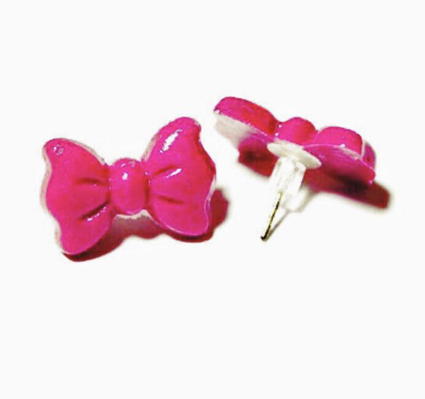 Pink Bow Stud Earrings - JollityPop