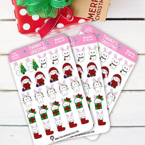 Cute Christmas Bunny Sticker Sheet - JollityPop