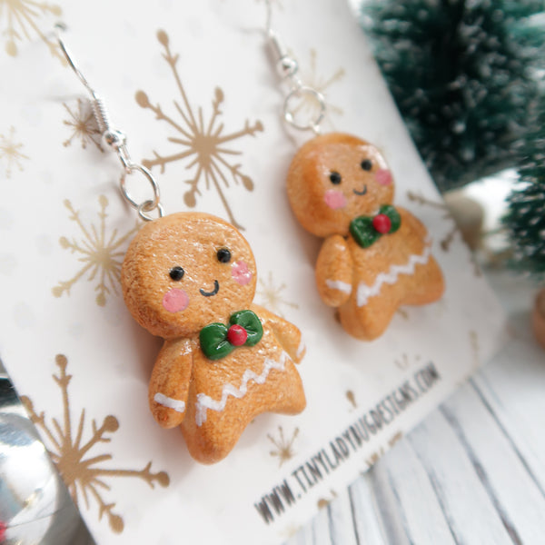 Gingerbread Man Cookie Earrings or Charm - JollityPop