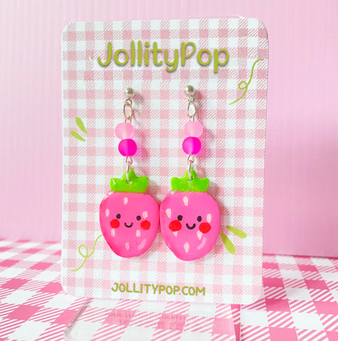 Kawaii Strawberry Earrings - JollityPop