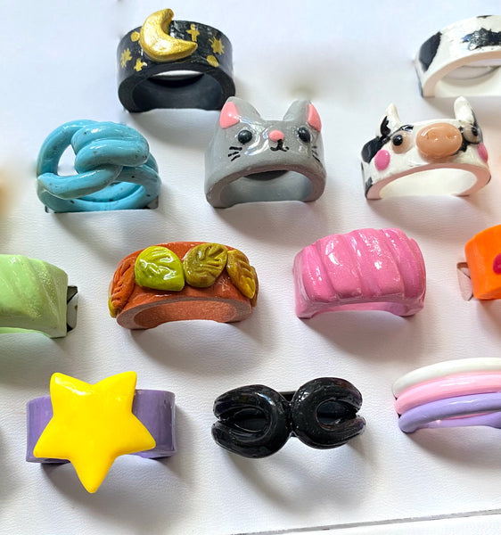 New Handmade Chunky Clay Rings - JollityPop