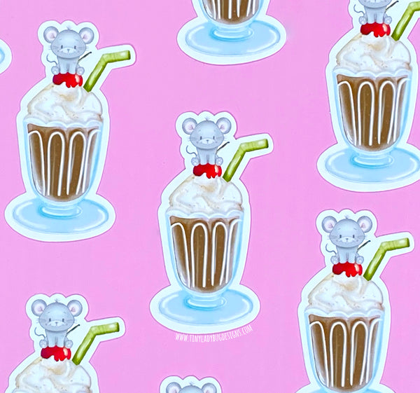 Mouse on a Milkshake Sticker - JollityPop