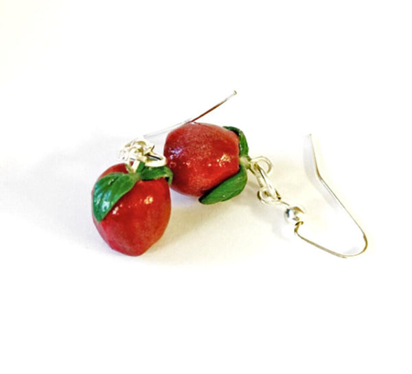 Little Polymer Clay Apple Earrings - JollityPop