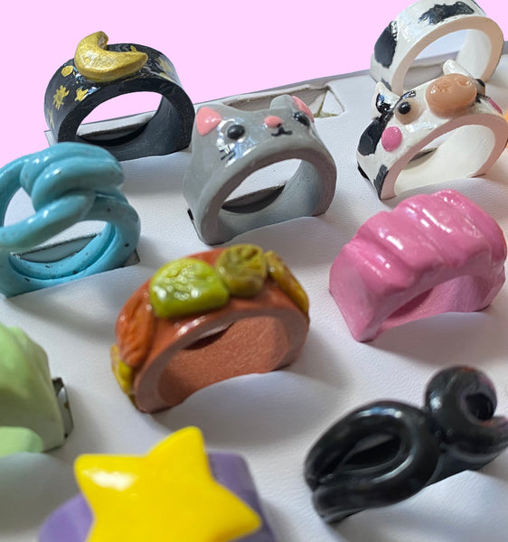 New Handmade Chunky Clay Rings - JollityPop