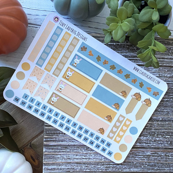 Bunny and Fall Planner Sticker Sheets - JollityPop